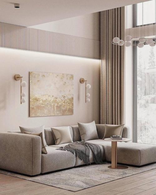 Несколько кадров интерьера двухуровневой квартиры в теплых тонах. 02