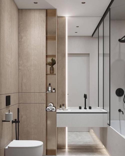 Современный стильный интерьер квартиры в светло-бежевых тонах. 05