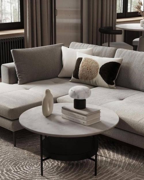 Современный стильный интерьер квартиры в светло-бежевых тонах. 03