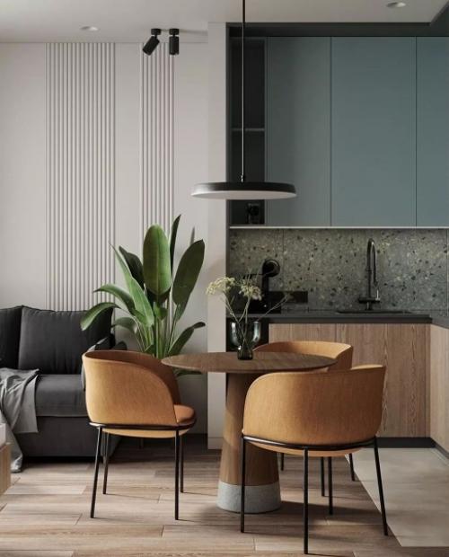 Современный и стильный дизайн - проект квартиры с яркими акцентами и практичным зонированием спального места. 01