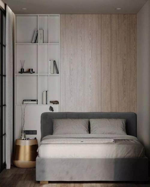 Современный и стильный дизайн - проект квартиры с яркими акцентами и практичным зонированием спального места. 04