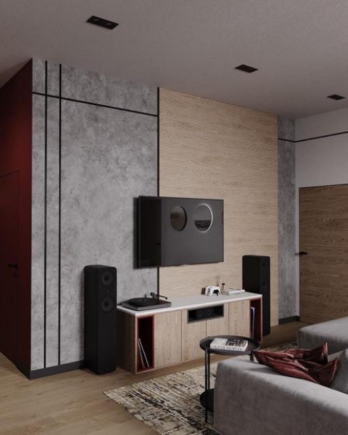 Яркая кухня - гостиная, площадью 32 кв. 05