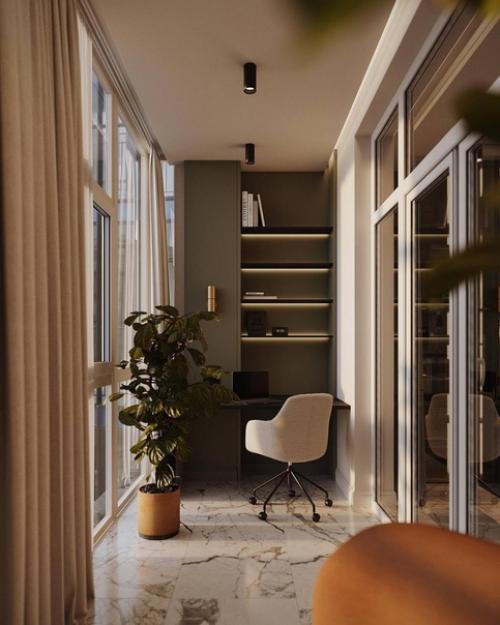 Интерьер просторной лоджии. 05