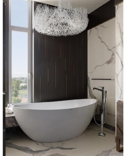 Интерьер квартиры со свободной планировкой и огромными окнами в пол. 07