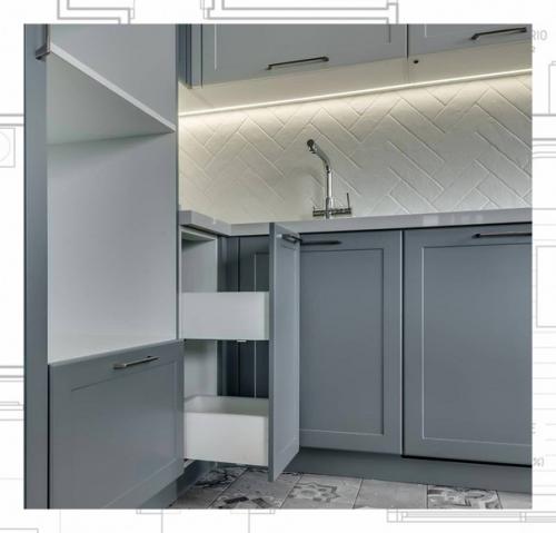 Кухонный гарнитур. В скандинавском стиле кухонный гарнитур прост и лаконичен. 03