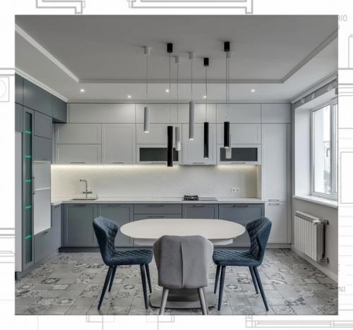 Кухонный гарнитур. В скандинавском стиле кухонный гарнитур прост и лаконичен. 07