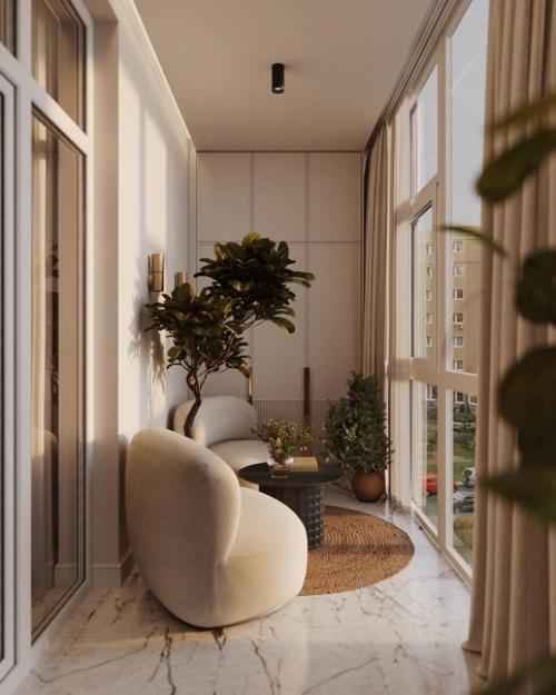 Интерьер просторной лоджии. 01