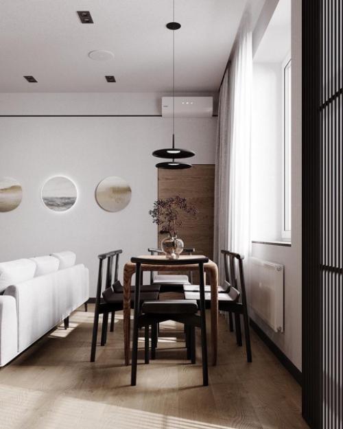 Яркая кухня - гостиная, площадью 32 кв. 04