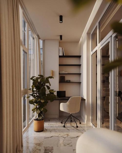 Интерьер просторной лоджии. 07