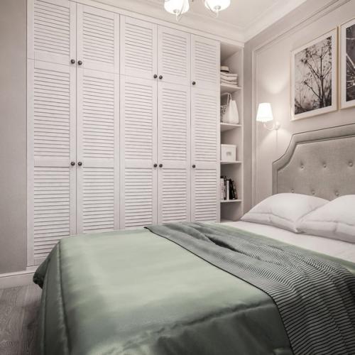 Проект однокомнатной квартиры с зонированием комнаты на гостиную и спальную части. 02