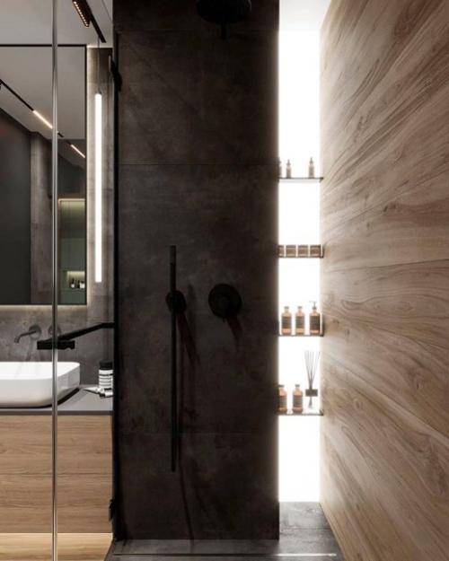 Интерьер небольшого санузла в спальне. 02