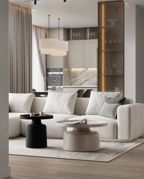 Стильная кухня - гостиная, где тёмные акценты играют главную роль! 06