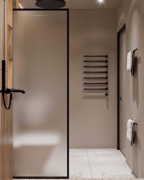 Интерьер санузла в тёплых оттенках. 02