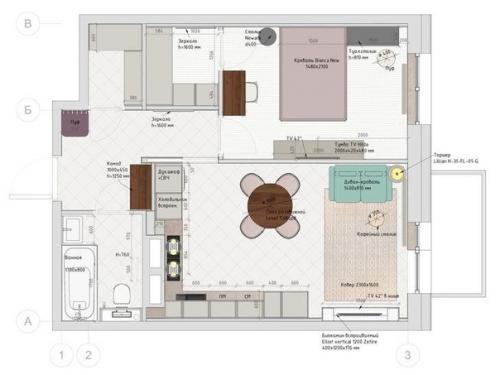 Проект квартиры площадью 48 кв. 08