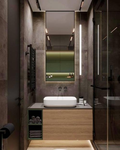 Интерьер небольшого санузла в спальне. 01