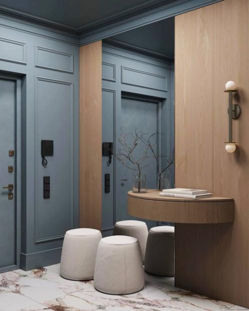 Как вам такой насыщенный и стильный интерьер прихожей. 02