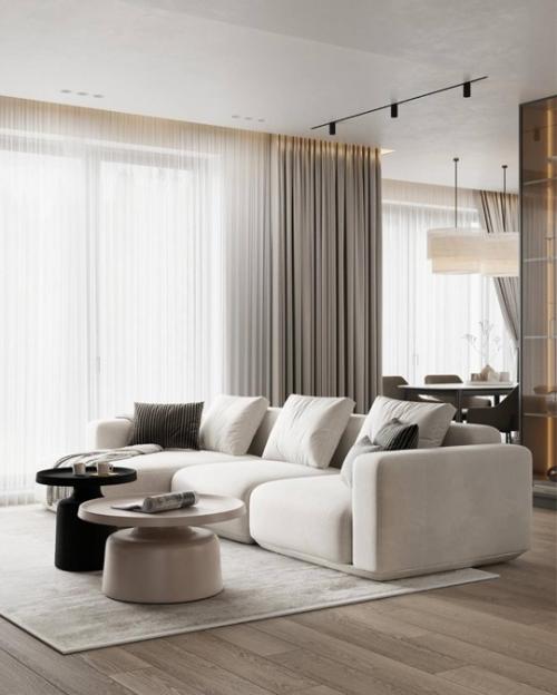 Стильная кухня - гостиная, где тёмные акценты играют главную роль! 01