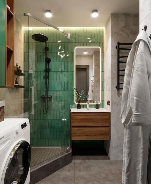 Сочные оттенки зелёного все помещения этого проекта объединяют. 07