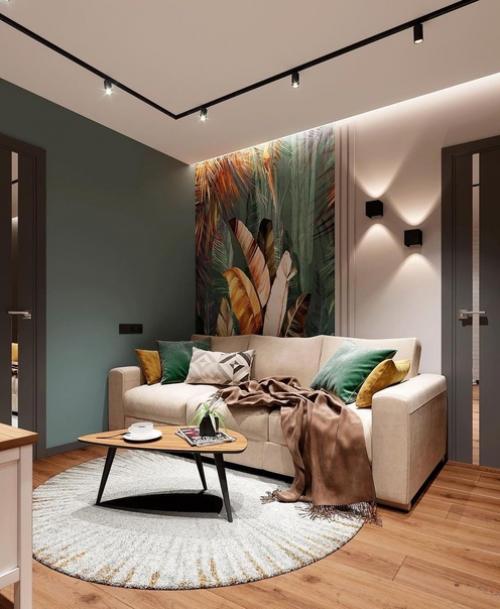 Сочные оттенки зелёного все помещения этого проекта объединяют. 02