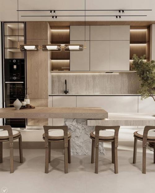 Необычное решение с домашним растением в интерьере кухни. 02