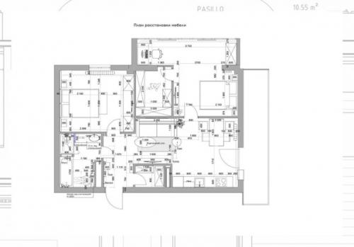 Минималистичный интерьер евротрешки в новостройке с удобной планировкой для семьи из 3-х человек. 09