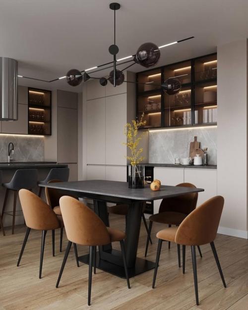 Дизайн кухни в приятных теплых тонах, которые создают уютную и комфортную атмосферу. 03