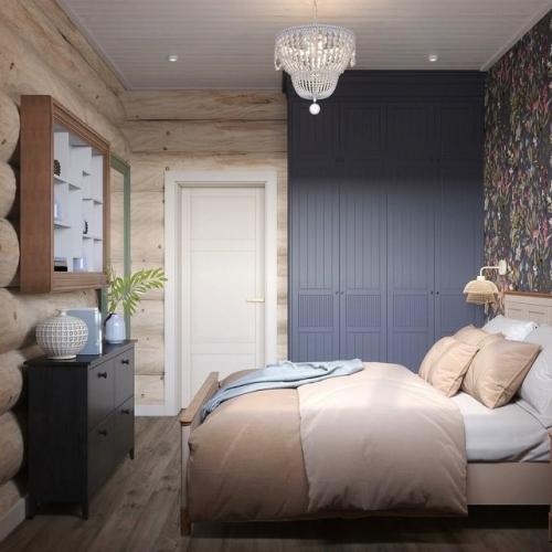 Спальня в бревенчатом доме из кедра - это не просто помещение для сна, а пространство, где отдых начинается с первого взгляда. 01