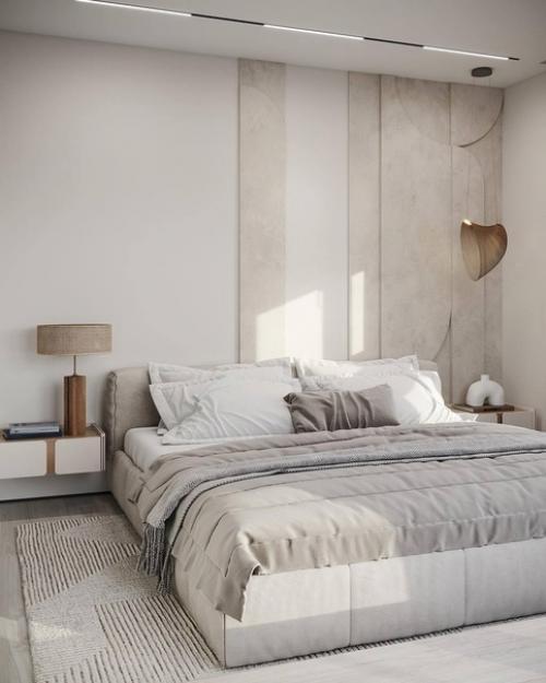 Интерьер спальни в легких тонах. 02