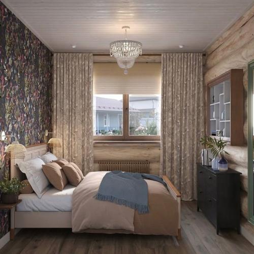 Спальня в бревенчатом доме из кедра - это не просто помещение для сна, а пространство, где отдых начинается с первого взгляда. 05