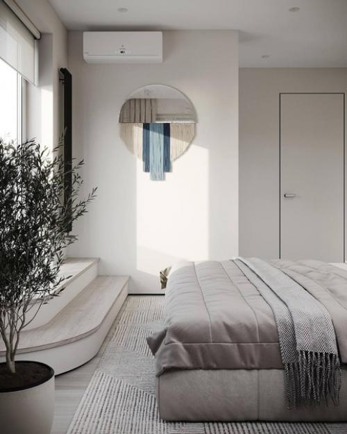 Интерьер спальни в легких тонах. 03