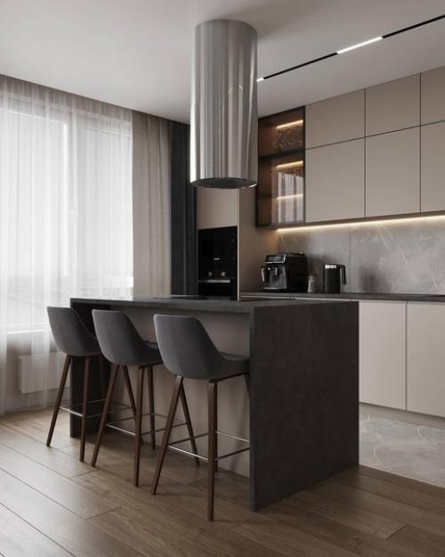 Дизайн кухни в приятных теплых тонах, которые создают уютную и комфортную атмосферу. 01