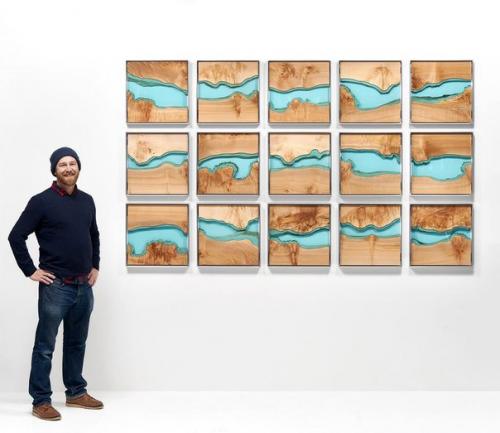 Художник и дизайнер Грег классен изготавливает уникальные столы с голубыми стеклянными реками, озерами и водопадами. 09