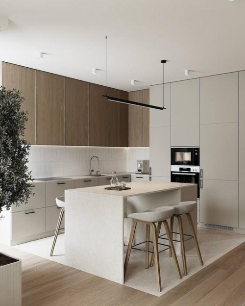 Интерьер квартиры в спокойных, преимущественно монохромных тонах. 02