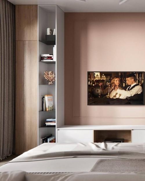 Когда спальня имеет прямоугольную форму, лучшее решение для хранения - конечно, гардеробная. 02