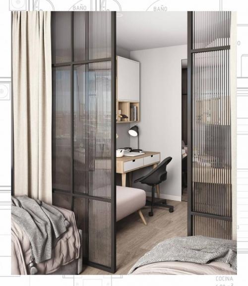 Раздвижные двери - удобный прием зонирования. 03