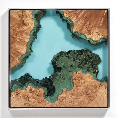 Художник и дизайнер Грег классен изготавливает уникальные столы с голубыми стеклянными реками, озерами и водопадами. 03