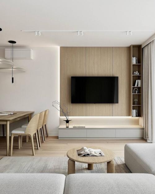 Интерьер квартиры в спокойных, преимущественно монохромных тонах. 03