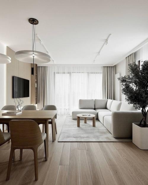 Интерьер квартиры в спокойных, преимущественно монохромных тонах. 04