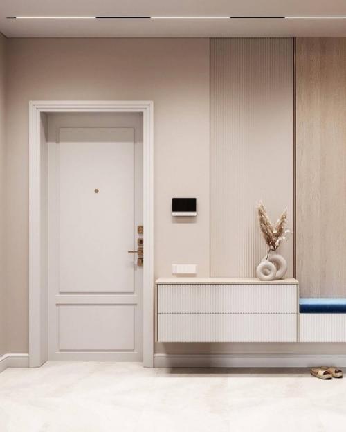 Лёгкий лаконичный интерьер прихожей и кухни - гостиной в современной классике. 09