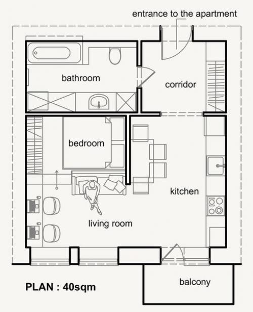 Проект квартиры площадью 40 кв. 06