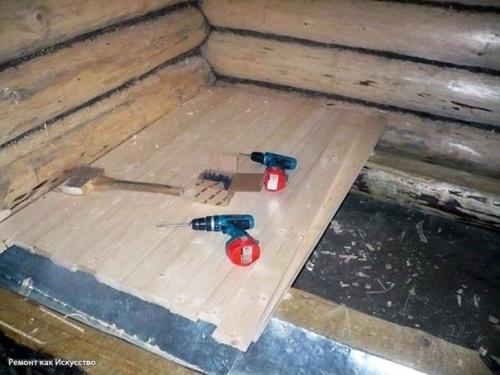 Залить полы в бане под слив. 07