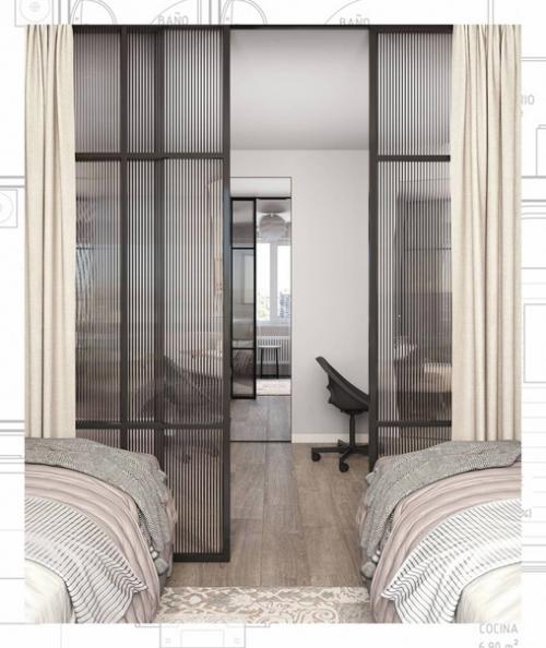 Раздвижные двери - удобный прием зонирования. 04