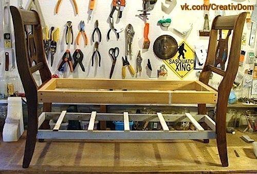 Скамейка из старых стульев своими руками. 03 Скамейка из старых стульев своими руками. 03