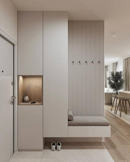 Интерьер квартиры в спокойных, преимущественно монохромных тонах. 05