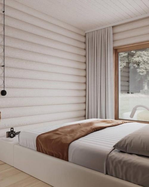 Аскетичный дизайн спальни для любителей светлых интерьеров с элементами эко стиля. 01