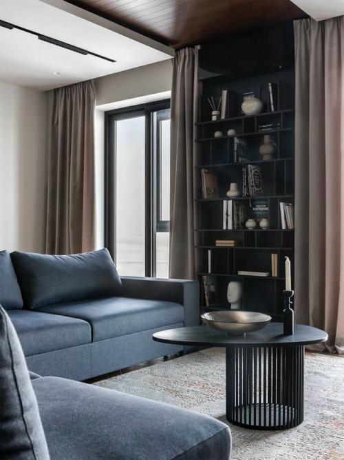 Серо-голубая квартира на набережной - настоящее воплощение гармонии с природой и современного стиля. 04 Серо-голубая квартира на набережной - настоящее воплощение гармонии с природой и современного стиля. 04