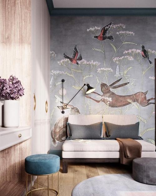 В одной части комнаты находится зона отдыха и огромный шкаф для одежды, в другой - рабочая зона, место для приема гостей и доп. 02