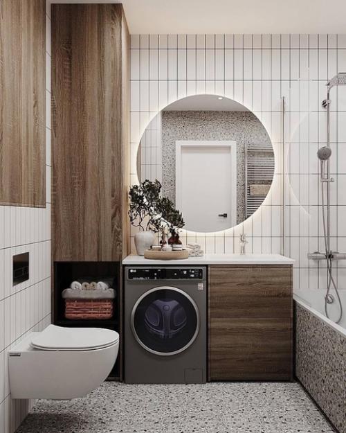 Интерьер санузлов в светлом исполнении. 04