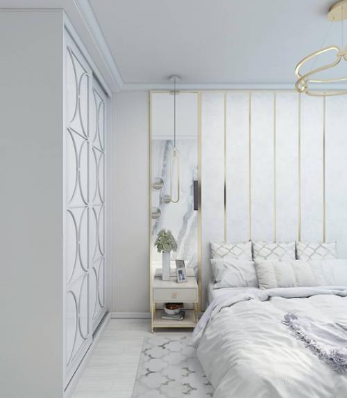 Нежная спальня с мраморными фотообоями. 01