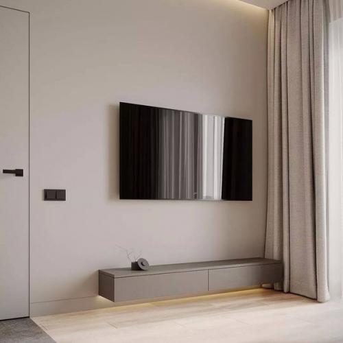 Стильный функциональный интерьер кухни - гостиной площадью 18 м в природных оттенках. 05